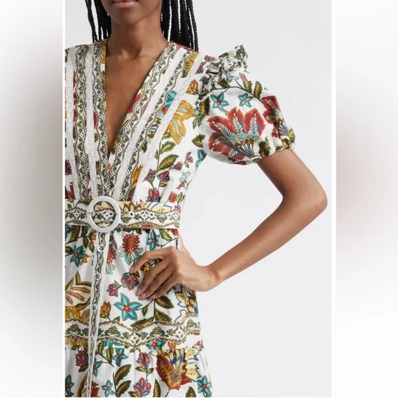 Farm Rio Botanicals Cotton Midi Dress - Picture 3 of 8